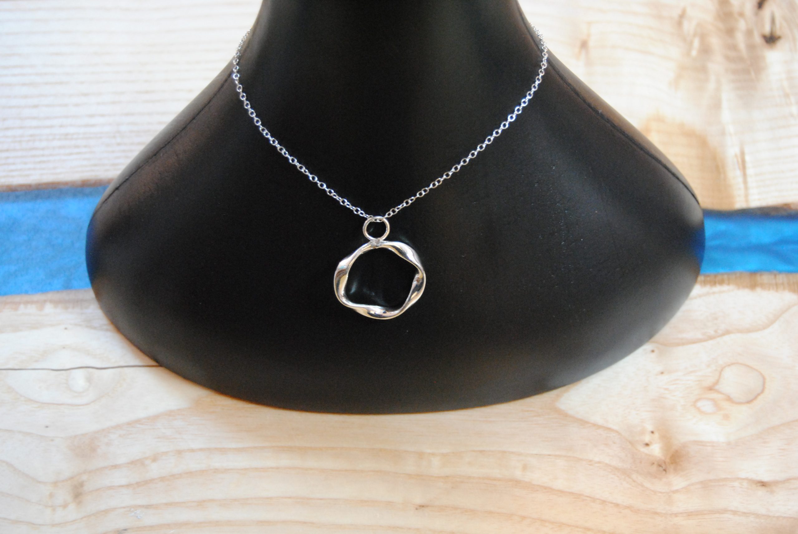 Solid Silver Thick Twist Circular Pendant