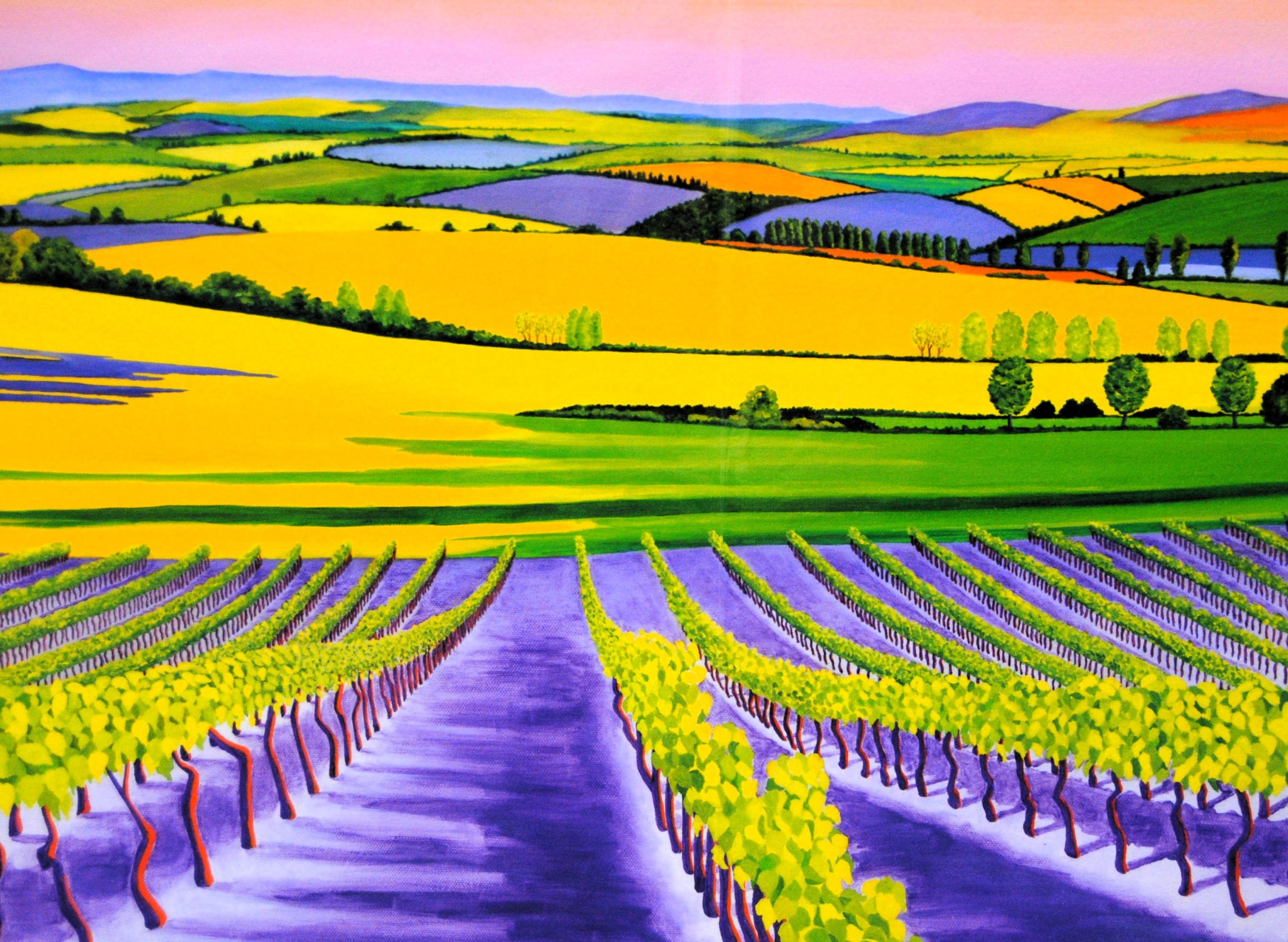 Ruth Cowell - Vineyard & Plain Beyond b